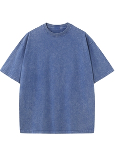 Áo thun dệt kim oversized chất liệu cotton 100% giặt acid, thiết kế trơn, thoải mái và thời trang, bán buôn miễn phí. - Product Image 2