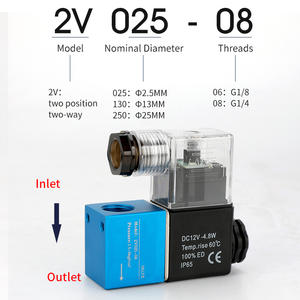 Воздушный пилотный клапан 2V025-08 <span class=keywords><strong>2</strong></span> положения <span class=keywords><strong>2</strong></span>-ходовой Пневматический электромагнитный клапан для цилиндра - Product Image 2