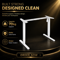 Cadre de bureau électrique réglable en hauteur DIY à moteur unique 720-1180mm 70kg, structure ergonomique en acier noir, blanc, gris