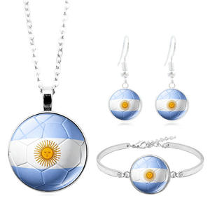 Juego de Joyería de 3 Piezas con la Bandera de Argentina 2026, Collar, Pulsera y Aretes, Emblema Nacional para Partido de Fútbol, Venta al Por Mayor - Product Image 1