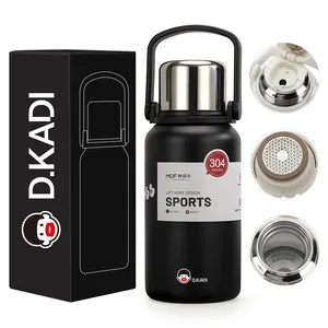 1100ml taşınabilir çift duvar paslanmaz çelik termos Pot grip bölümü spor şişesi içme fincan vakum yalıtımlı ile seyahat için