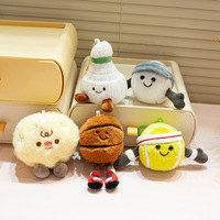 Jellyc Figurines de ballon amusantes : football, badminton, volley-ball, en peluche, breloques de sac et porte-clés en coton