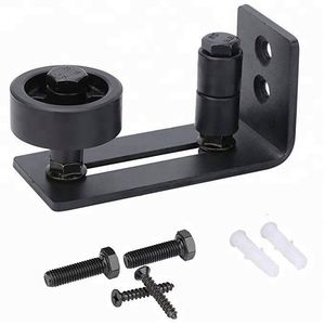 อุปกรณ์ประตูโรงนาเหล็กคาร์บอนเคลือบผงสีดำติดตั้งบนผนัง - Product Image 4