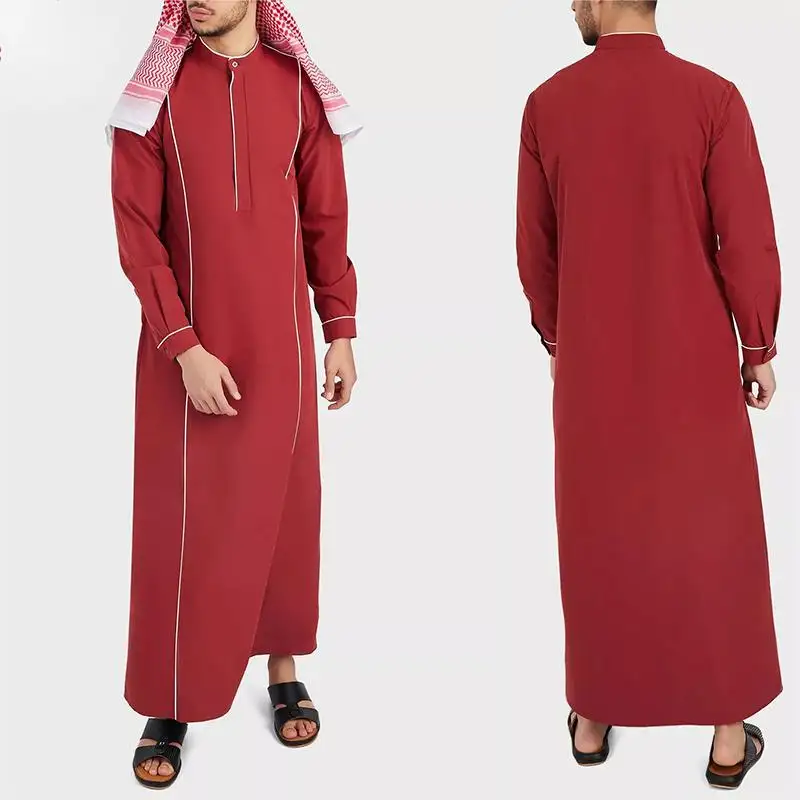 Jubah pria Maroko merah grosir murah Fashion Muslim 2023 pakaian jubah pria pakaian Islami