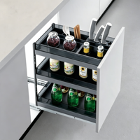 Accessoires de cuisine, panier coulissant en aluminium multifonctionnel avec finition laquée et glissière pour épices