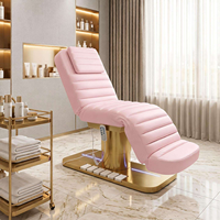 Lit de massage électrique 3 moteurs de luxe doré sur mesure pour salon de beauté, table de soin cosmétique, chaise de spa facial, lit pour extensions de cils