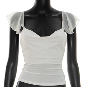 Viviblook Y26TP149 T-shirt décontracté d'été pour femme, nouveau haut sexy ajusté à col bas pour les vacances à la plage - Product Image 1