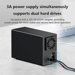 Fan alüminyum kasa ile USB-<span class=keywords><strong>C</strong></span> 2 Bay harici sabit disk RAID muhafaza 2.5/3.5 SATA HDD/<span class=keywords><strong>SSD</strong></span> uyumluluk 2.5/3.5 SATA HDD/<span class=keywords><strong>SSD</strong></span> - Product Image 2