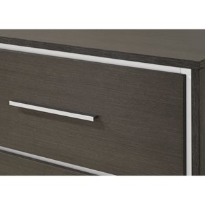 Comodino Contemporaneo a 2 Cassetti, Finitura Grigia Rustica con Accenti Cromati, Arredamento in Legno per Camera da Letto - Product Image 4