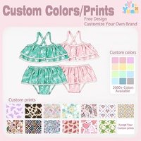 Maillot de bain bikini à volants superposés pour petites filles, imprimé palmiers tropicaux, deux pièces, pour enfants de 2 à 6 ans, design personnalisé gratuit