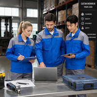 Ensemble de vêtements de travail industriels bicolores sur mesure OEM, veste et pantalon cargo avec couleurs et logo personnalisés, durable pour les équipes d'usine/de entrepôt