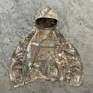 Vendita all'ingrosso personalizzato di cotone digitale sublimazione stampa 3d mimetica caccia realstree camo da uomo felpa con cappuccio