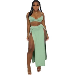 Nouveautés été Sling <span class=keywords><strong>Tube</strong></span> Top <span class=keywords><strong>mi</strong></span>-long haut fendu femmes nouvel ensemble deux pièces <span class=keywords><strong>longue</strong></span> <span class=keywords><strong>jupe</strong></span> Maxi - Product Image 3