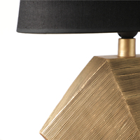 Lampe de bureau en résine géométrique moderne, base texturée dorée de luxe, abat-jour en tissu noir, lampe de table pour la décoration de la maison, lampe de chevet