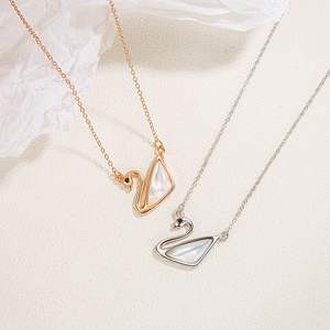 防氧化女式镀玫瑰金 925 纯银天鹅吊坠项链，适合新娘，可作为定情礼物，批发 - Product Image 4