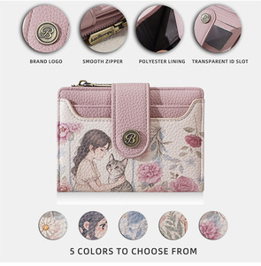 Baellerry Nouveau Portefeuille Court <span class=keywords><strong>pour</strong></span> Femme, <span class=keywords><strong>Porte</strong></span>-<span class=keywords><strong>Monnaie</strong></span> Fonctionnel Bifold à Motif Dessin Animé <span class=keywords><strong>pour</strong></span> Femme et Fille, Portefeuille à Fermeture Éclair <span class=keywords><strong>avec</strong></span> <span class=keywords><strong>Porte</strong></span>-Cartes - Product Image 3