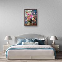 Huijie Vente en gros Kit de peinture par numéros DIY à haute couverture, motifs floraux, sans cadre, en acrylique, avec toile