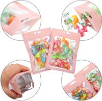 Sachet de thé en aluminium à fermeture éclair, scellé sur trois côtés, couleurs rose, bleu, vert, pour emballage et stockage alimentaire