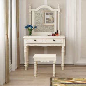 Table de toilette moderne de luxe en bois <span class=keywords><strong>massif</strong></span> avec miroir éclairé et design durable, coiffeuse de chambre à coucher de style américain - Product Image 2