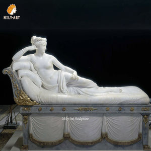 Statua in Marmo <span class=keywords><strong>di</strong></span> Afrodite Sdraiata e Cupido, Scultura Antica Greca da <span class=keywords><strong>Giardino</strong></span> - Product Image 3