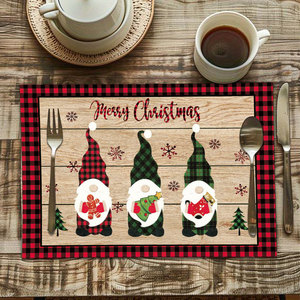 Christmas Decorative Polyester <b>Placemats</b> New Printed Eco-friendly Durable Heat-resistant Mats Simple Versatile Factory - Product Image 3