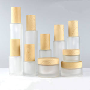 Tarro vacío de vidrio esmerilado, <span class=keywords><strong>bote</strong></span> de plástico de grano de madera, botella de <span class=keywords><strong>spray</strong></span>, contenedores de loción, contenedores recargables de viaje para el cuidado de la piel, suero - Product Image 1