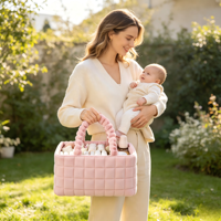Organisateur de couches pour bébé, résistant à l'eau, grande capacité, en polyester, panier portable pour bébé, séparateurs amovibles, emballage prêt à offrir