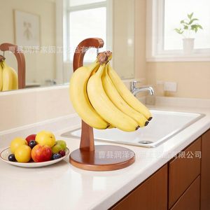 Soporte de Madera para Colgar Plátanos, Organizador de Frutas de Escritorio, Soporte Creativo para Frutas de Cocina, Diseño Simplificado de Una Sola Capa - Product Image 4