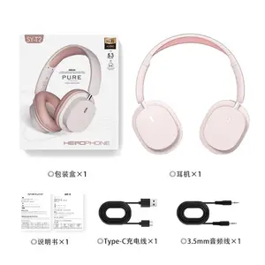 Headphone nirkabel portabel, headphone gigi biru Bass berat dapat dilipat tanpa kabel bt5.3 headset musik