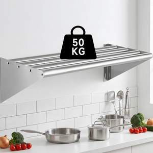Étagère murale tubulaire en acier inoxydable robuste, support de rangement mural pour équipement de cuisine commerciale pour hôtel et restaurant - Product Image 1
