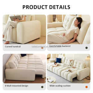 أريكة سرير كهربائية حديثة من القماش بإطار خشبي مع وظيفة التدليك والتحكم عن بعد لغرفة المعيشة والغرف الصغيرة، لا تحتاج إلى مساحة جدارية كبيرة - Product Image 3