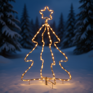 Warm White LED Christmas Tree Motif <b>Light</b> With Steel Frame Stake <b>Outdoor</b> Ornament Decoration - Product Image 2