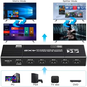 Matrice HDMI 2.0 4x2 Hardrock avec double audio 4K/60Hz EDID, construction métallique, certifiée FCC CE ROHS - Product Image 4