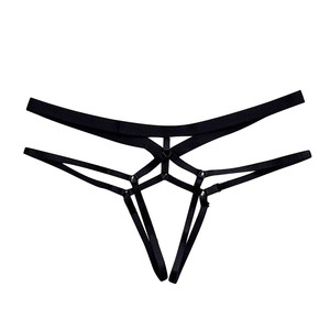 Ventes transfrontalières de sous-vêtements pour femmes à entrejambe ouvert pour les marchés européens et américains, string transparent avec cordon de serrage, plus - Product Image 1