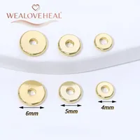 Perles d'espacement rondes en laiton plaqué or 14 carats pour la fabrication de bijoux, accessoires de bracelet DIY