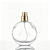 Flacon pulvérisateur vide en verre transparent rond et plat de 30 ml, flacon de parfum de voyage rechargeable de luxe