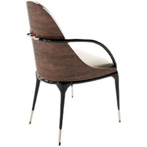 Chaise <span class=keywords><strong>de</strong></span> salle à manger italienne <span class=keywords><strong>de</strong></span> luxe légère Chaise <span class=keywords><strong>de</strong></span> salle à manger décorée <span class=keywords><strong>de</strong></span> bavures en <span class=keywords><strong>noyer</strong></span> noir Chaise <span class=keywords><strong>de</strong></span> riz en cuir microfibre givré Villa - Product Image 4