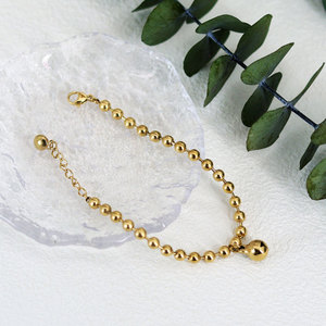 Custom Wholesale Stainless Steel Fashion <b>Bead</b> Bell <b>Bracelets</b> 14k 18k <b>Gold</b> Plated <b>Bracelet</b> & Bangles for Women - Product Image 5
