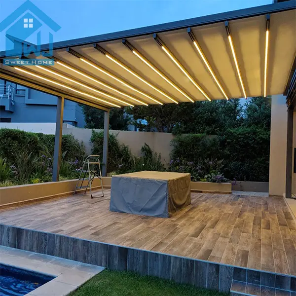 Auvent rétractable en PVC, Pergola d'extérieur de soleil rétractable, modèle moderne, de haute qualité