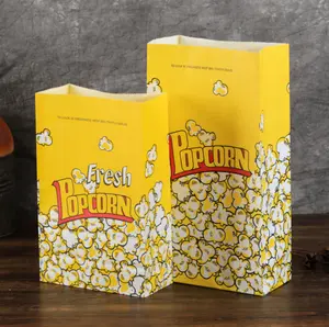 In Stock Recyclable Greaseproof Universal Packaging Popcorn Kraft Paper Bag