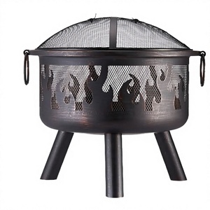 Ronry <b>Portable</b> Outdoor Wood Burning <b>Fire</b> <b>Pit</b> Lightweight Black Bronze Steel Convenient Hand Holder Protective Grid Cover Spark - Product Image 2