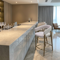 Tabouret de bar incurvé de luxe léger avec base en acier inoxydable 304 et pieds en métal thermolaqué, personnalisable pour hôtel