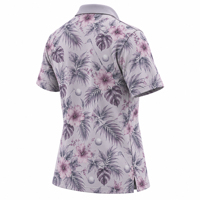 Kaos Golf Polo Wanita Dusty Lavender Hibiscus Floral Golf Print Lengan Pendek Pelindung Sinar Matahari untuk Golf dan Acara Santai