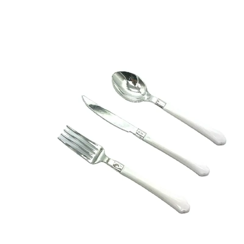 Hochleistungs-Besteckset Premium-Plastikbesteck-Sets Plastik besteck mit weißem Griff