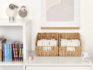 Cesta de Cuerda de Algodón Extra Grande, Cesta de Mimbre Tejida a Crochet para Bebé, Panera Natural de Ratán, Color Blanco Oscuro y Madera Negra para Lavandería - Product Image 6