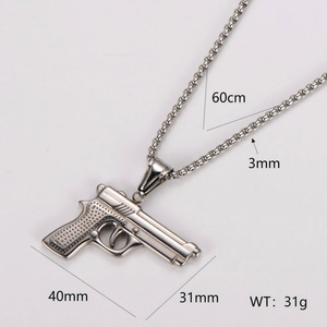 Collar de Alta Gama Resistente al Agua, Collar de Diseño Largo de Acero Inoxidable con Baño de Oro de 18k, Collar con Colgante de Pistola para Hombre y Mujer - Product Image 2