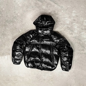 Custom Fashion Design Cropped Down <b>Jacket</b> Distorted Zipper Coat Light Duck Goose Black Blank Padded Bubble Puffer <b>Jacket</b> for Men - Product Image 1