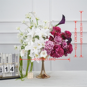 New 50cm pink white rose lily ball wedding <b>table</b> decoration centerpiece artificial flower - Product Image 2