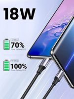 UGREEN kabel pengisi daya cepat, kabel pengisi daya USB a ke USB C 18W, kabel pengisian daya Cepat Tipe C