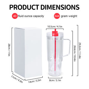 Vaso de plástico con orificio preperforado con tapas de colores Vaso de acrílico para vinilo UV DTF Vaso de globo de nieve de doble pared 40oz - Product Image 2